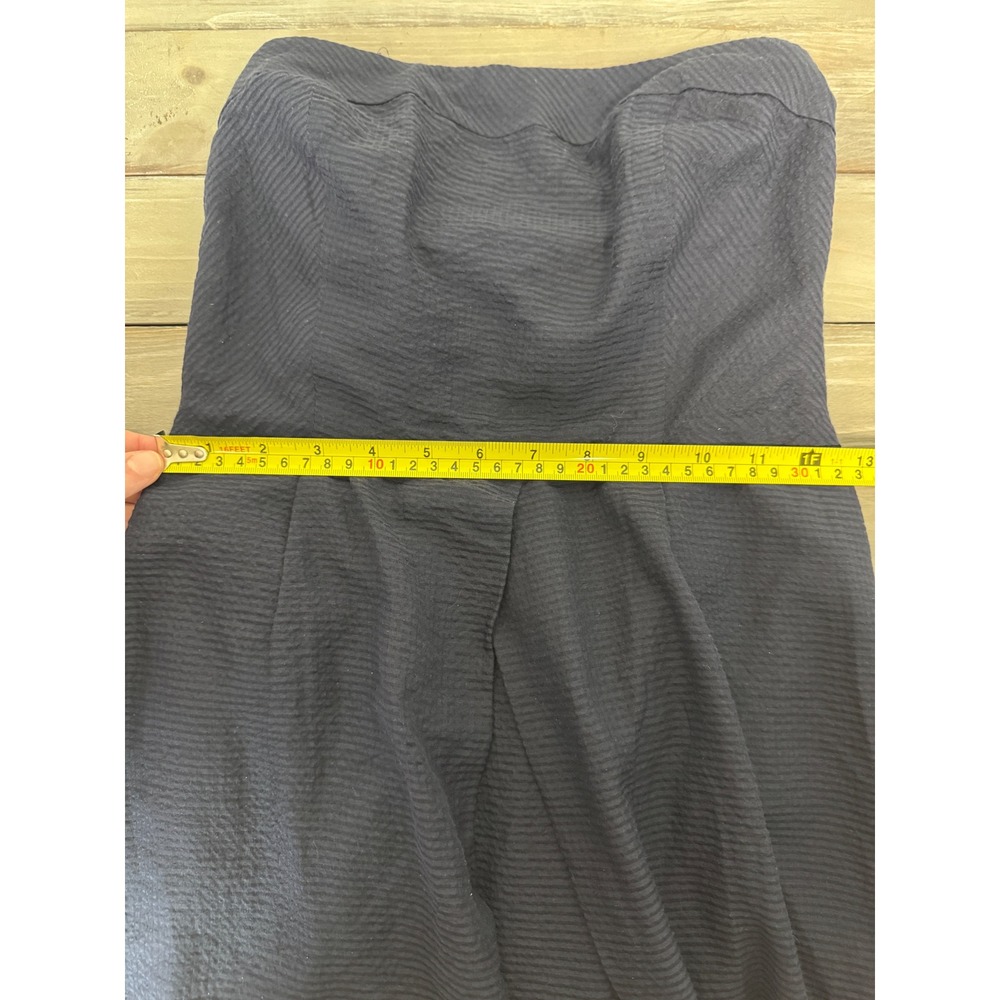 J.Crew Navy Blue Silk Cotton Ribbed Strapless Cocktail Dress Size 4 - Picture 9 of 10